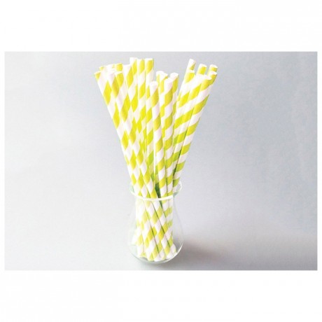 Paille en papier torsadée jaune (lot de 96)