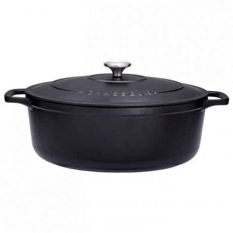 Mini oval casserole dish with lid cast iron black Le Chasseur L 217 mm