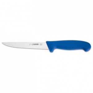 Couteau à désosser manche bleu lame droite L 160 mm