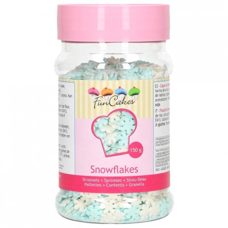 Flocons de neige blancs et bleus en sucre FunCakes 150 g