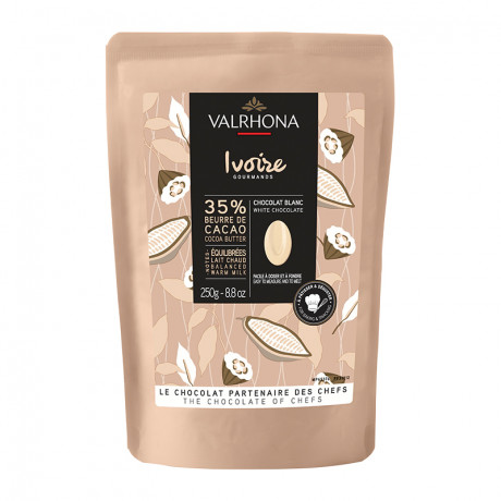 Ivoire 35% chocolat blanc de couverture mini bloc 250 g