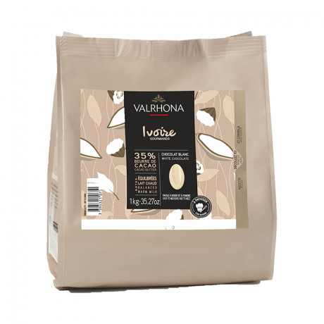 Ivoire 35% chocolat blanc de couverture Création Gourmande fèves 1 kg