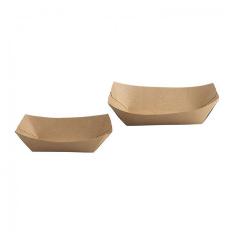 Rectangular brown kraft cardboard tray 160 x 120 x 30 mm 30 cL (1000 pcs)