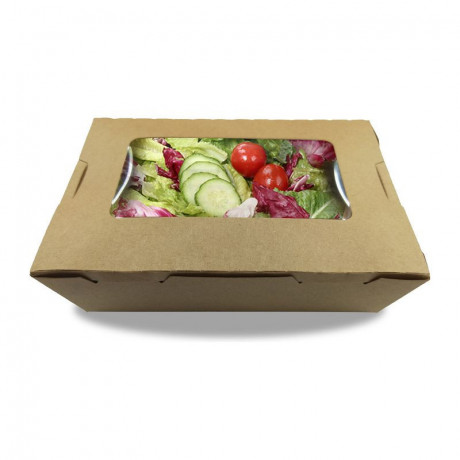 Boîte salade carton kraft 168 x 118 mm H 45 mm 75 cL (lot de 200)