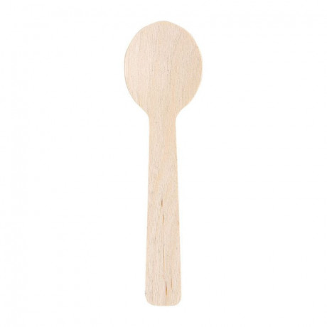 Petite cuillère large en bois 100 mm (lot de 100)