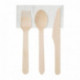 Kit wooden fork and knife + napkin (250 pcs)