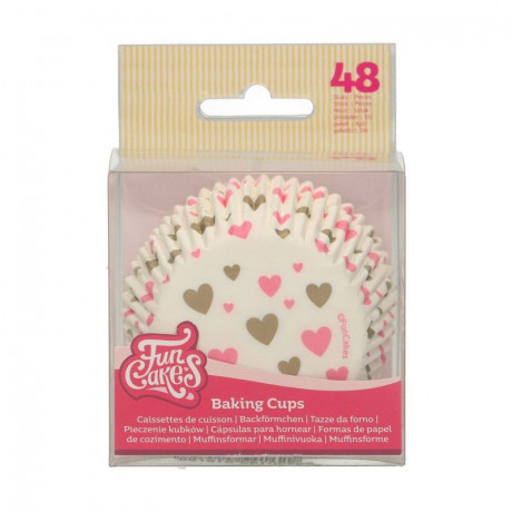 Caissettes à cupcakes FunCakes coeurs 48 pièces