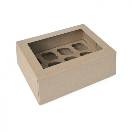 House of Marie Mini Cupcake Box 12 - Kraft pk/2