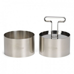 Cercle inox Patisse Ø9 cm hauteur 5,5 cm 2 pièces + poussoir