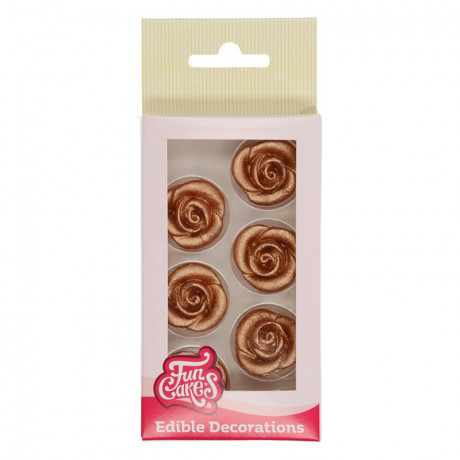 FunCakes Marzipan Decorations Roses Gold Set/6