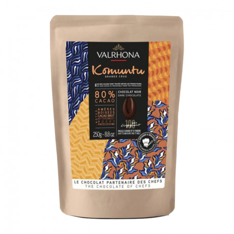 Komuntu 80% chocolat noir de couverture fèves 250 g