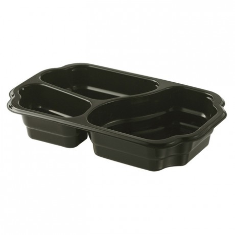 Barquette take away 2 compartiments 700 + 400 mL noires (lot de 246)