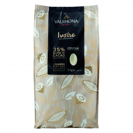 Ivoire 35% chocolat blanc de couverture Création Gourmande fèves 3 kg