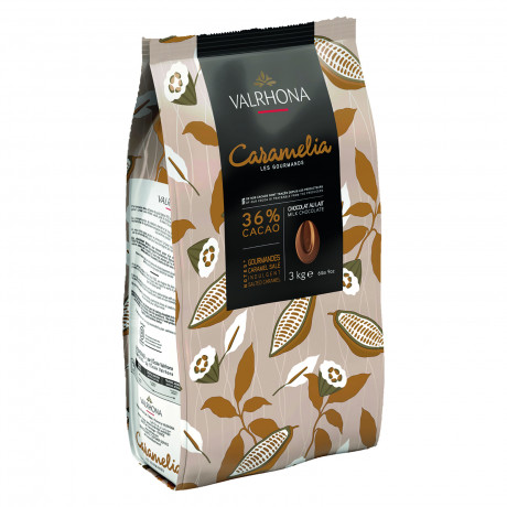 Caramélia 36% chocolat au lait de couverture Création Gourmande fèves 3 kg