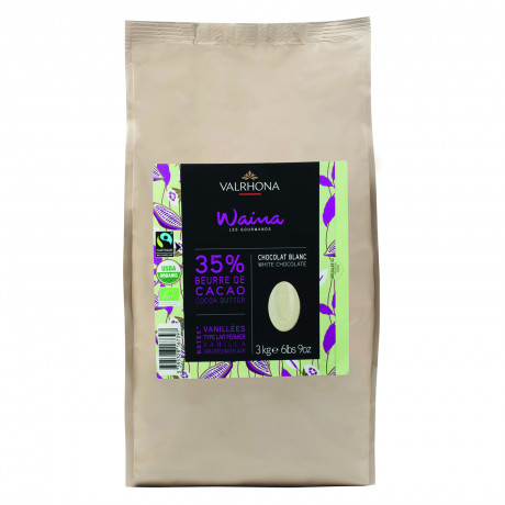 Waina 35% chocolat blanc de couverture bio Création Gourmande fèves 3 kg