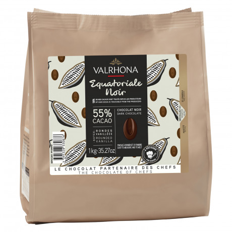 Equatoriale Noire 55% chocolat noir de couverture Signature Professionnelle fèves 1 kg