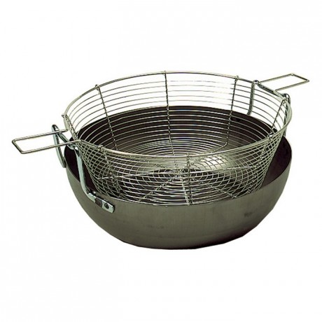 Bassine à friture bombée en tôle noire avec panier Ø 400 mm 12,2 L