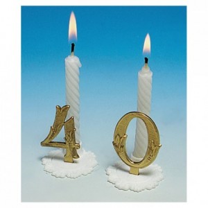 Gold birthday candle 0 (10 pcs)