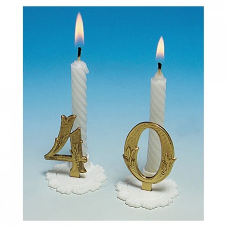 Gold birthday candle 0 (10 pcs)