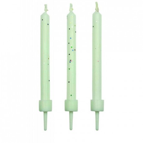 PME Candles White Glitter with Holders Pk/10