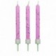 Bougies PME rose paillette (lot de 10)