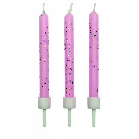 PME Candles Pink Glitter with Holders Pk/10