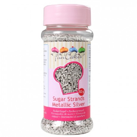 FunCakes Sugar Strands Metallic Silver 80g