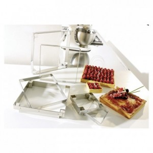 Tart square stainless steel 90 x 90 x 20 mm (4 pcs)