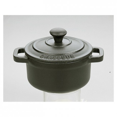 Cocotte mini ronde fonte noir Le Chasseur avec couvercle Ø 100 mm