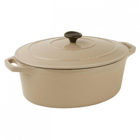 Cocotte ovale fonte marron glacé Le Chasseur avec couvercle L 270 mm