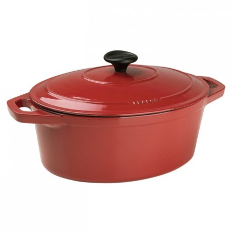 Cocotte ovale fonte rouge Le Chasseur avec couvercle L 270 mm