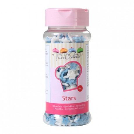 Etoiles bleues et blanches en sucre FunCakes 60 g