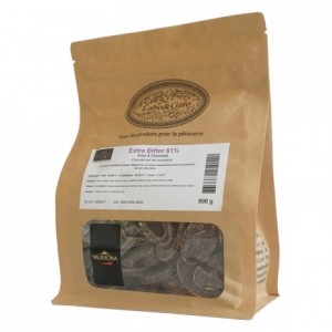 Extra Bitter 61% chocolat noir de couverture Mariage de Grands Crus fèves 500 g