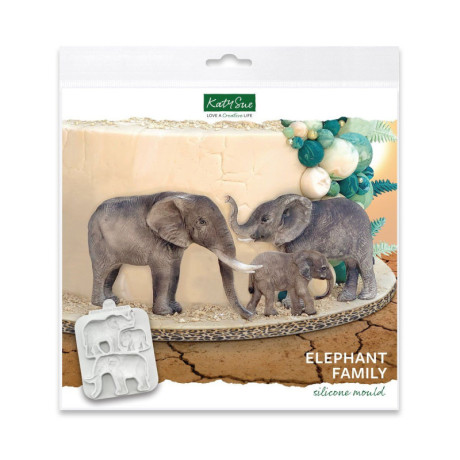 Moule silicone Katy Sue famille d'éléphants