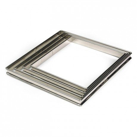 Square tart ring stainless steel H27 180x180mm