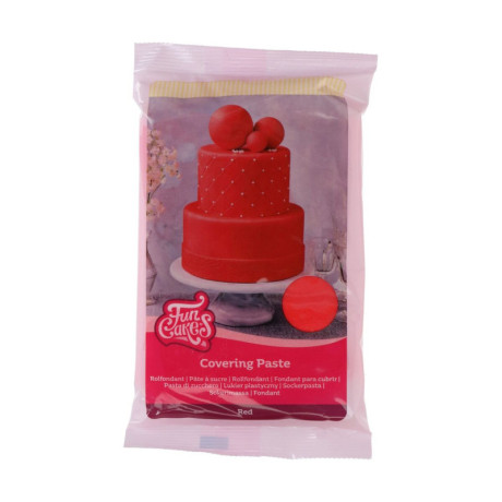 Pâte à sucre de couverture FunCakes rouge 500 g