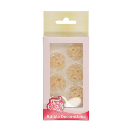 Décors en pâte d’amande FunCakes Chrysanthème blanc/rose 30 pièces