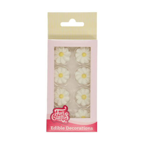 FunCakes Sugar Decorations White Daisies 16 pieces