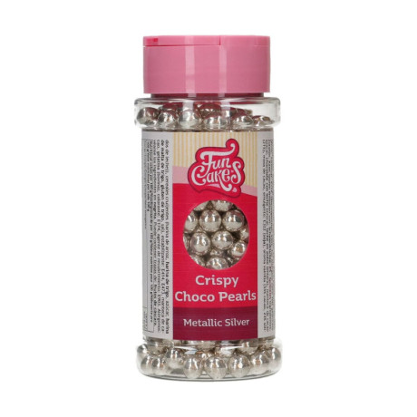 FunCakes Chocolate Crunchy Pearls Metallic Silver 60 g