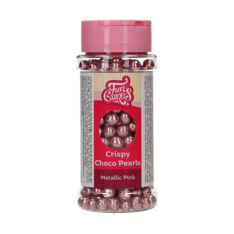 FunCakes Chocolate Crunchy Pearls Metallic Pink 60 g