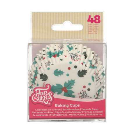 FunCakes Cupcake Baking Cups Holly Leaf 48 pcs