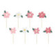 PartyDeco Pink Flowers Toppers (Pack of 8)