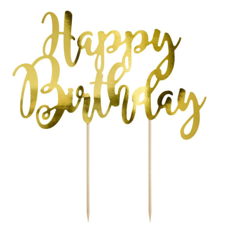 PartyDeco Happy Birthday Gold Topper