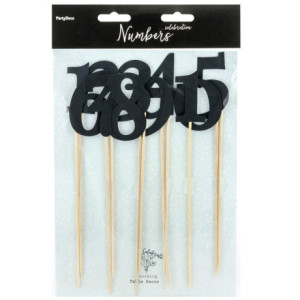 PartyDeco Numbers Black Toppers (Pack of 11)