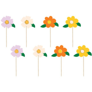 PartyDeco Mix Flowers Toppers (Pack of 8)