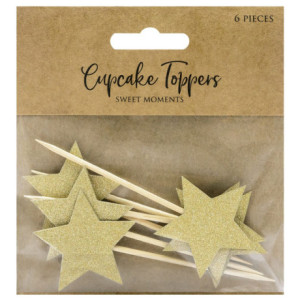 Toppers pour cupcakes PartyDeco étoiles or (lot de 6)