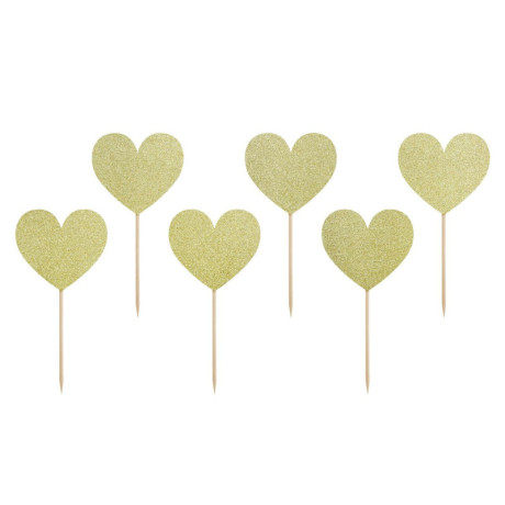 PartyDeco Cupcake Toppers Hearts (Pack of 6)