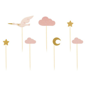 PartyDeco Cupcake Toppers Stork (Pack of 7)