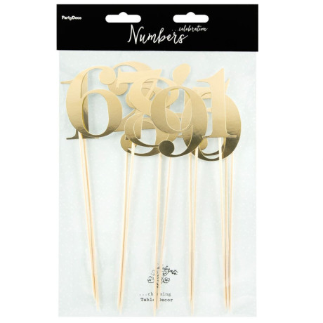 PartyDeco Numbers Gold Toppers (Pack of 11)