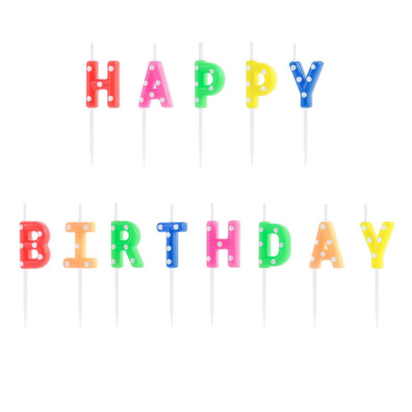 PartyDeco Happy Birthday Candles (Pack of 13)